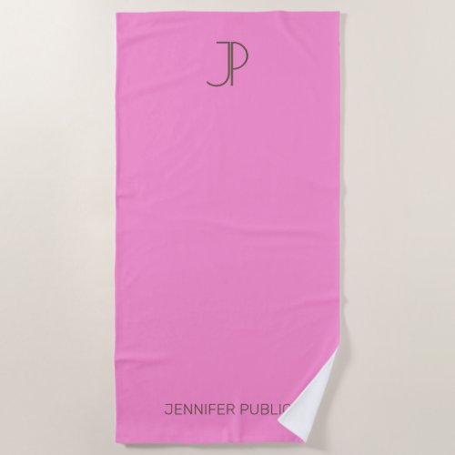 Elegant Pink Monogrammed Trendy Template Beach Towel