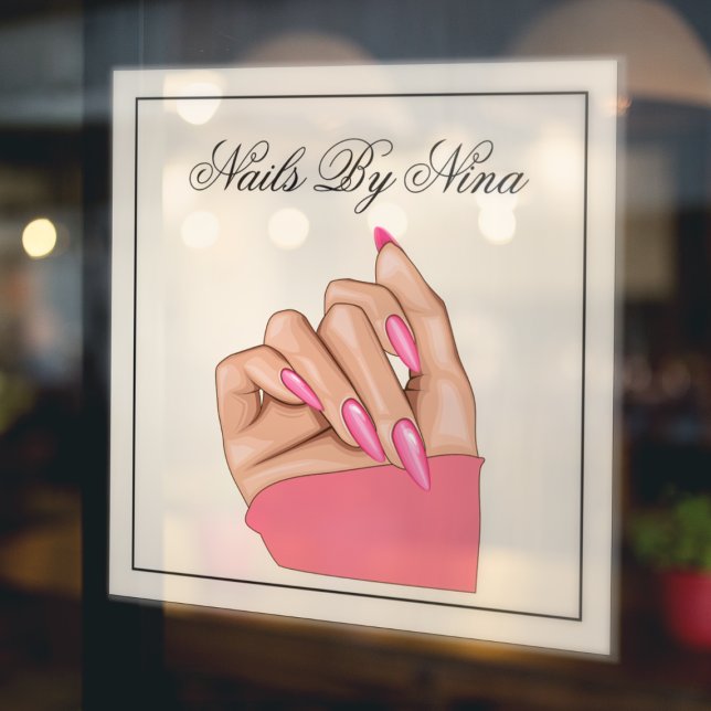 Elegant Pink Nail Artist Beauty Salon  Window Cling (Creator Uploaded)