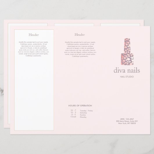 Elegant Pink Nail Salon Spa Brochure (Front/Back)