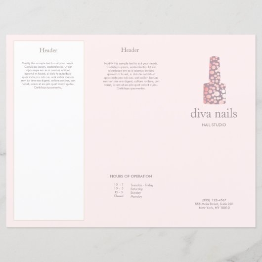 Elegant Pink Nail Salon Spa Brochure (Front)
