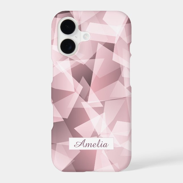 Elegant Pink Name Geometric Polygonal Pattern Case-Mate iPhone Case (Back)