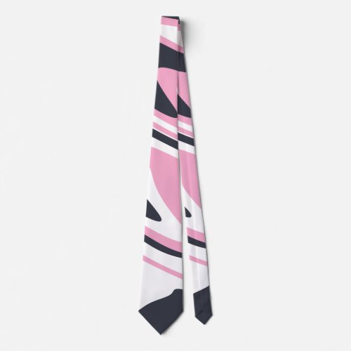 Elegant pink navy blue and white marble look neck tie