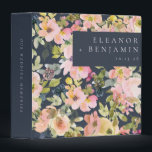 Elegant Pink Navy Watercolor Floral Custom Wedding<br><div class="desc">Custom Elegant Blush and Navy Watercolor Floral Wedding Binder</div>