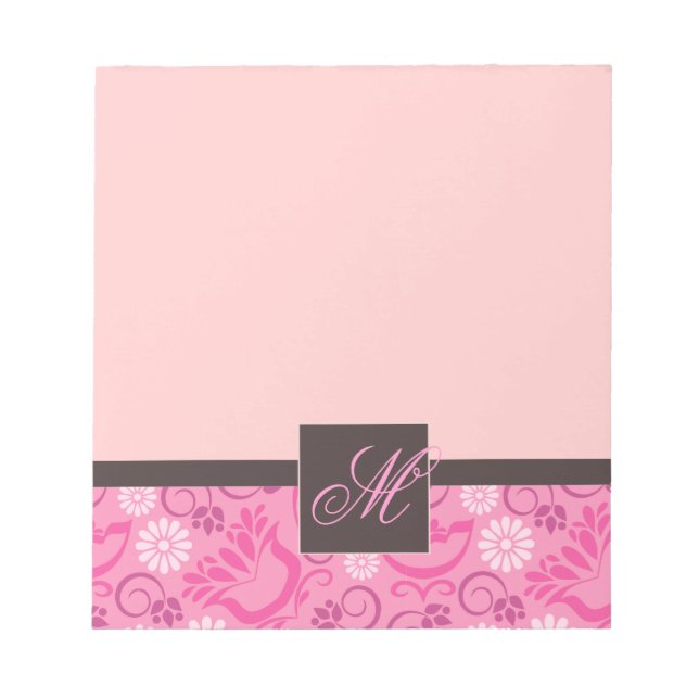 Elegant Pink Notepad with Monogram (Front)