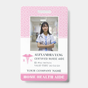 Elegant Pink Nurse Photo Badge