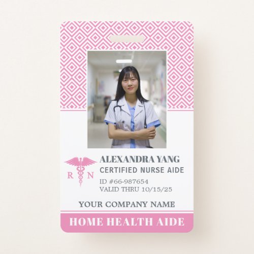 Elegant Pink Nurse Photo Badge
