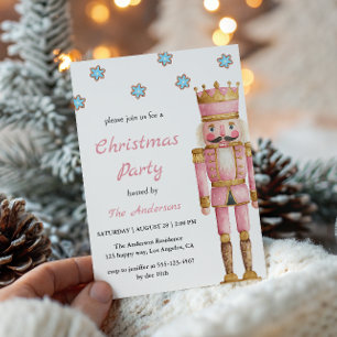 Elegant Pink Nutcracker Christmas Party Invitation
