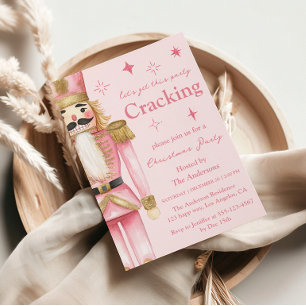 Elegant Pink Nutcracker Christmas Party Invitation