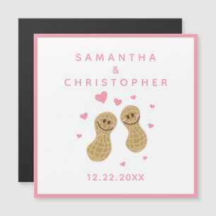 Elegant Pink Nuts About Each Other Wedding Magnetic Invitation