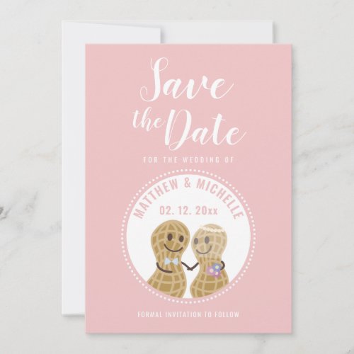 Elegant Pink Nuts About Each Other Wedding Save The Date
