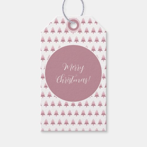 Elegant Pink Ombre Christmas Tree Pattern Gift Tags