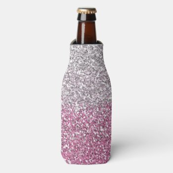 Elegant Pink Ombre Glitter Sparkle Bottle Cooler by InTrendPatterns at Zazzle