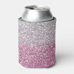 Elegant Pink Ombre Glitter Sparkle Can Cooler at Zazzle