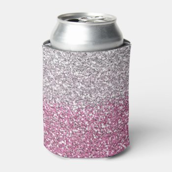 Elegant Pink Ombre Glitter Sparkle Can Cooler by InTrendPatterns at Zazzle