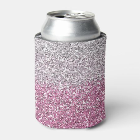 Elegant Pink Ombre Glitter Sparkle Can Cooler
