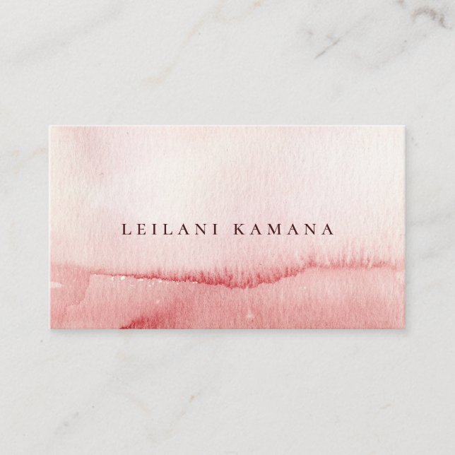 Elegant Pink Ombre Watercolor Business Card (Front)