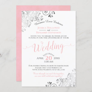Elegant Pink on White Wedding Livestream Invitation