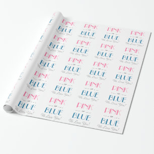 Elegant Pink or Blue Gender Reveal Wrapping Paper