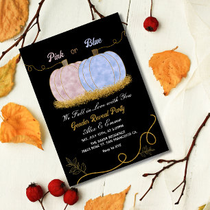 Elegant Pink or Blue Pumpkin Gender reveal  Invitation