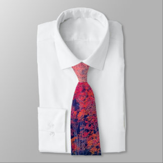 Elegant Pink Orange Blue Lake Mountain Firs Neck Tie