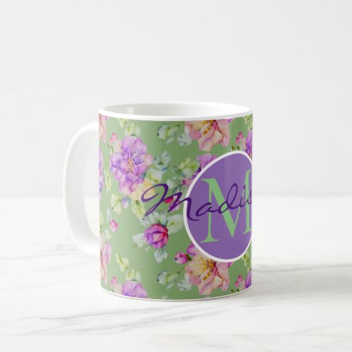 Elegant pink Orange floral watercolor calligraphy  Coffee Mug