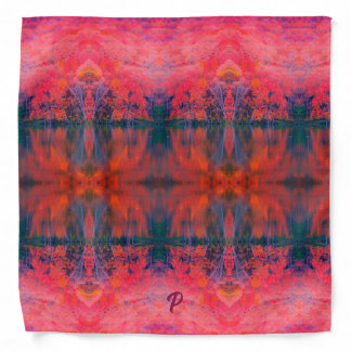Elegant Pink Orange Lake Mountain Monogrammed Firs Bandana