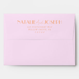 Elegant Pink Orange Retro Minimalist Wedding Envelope