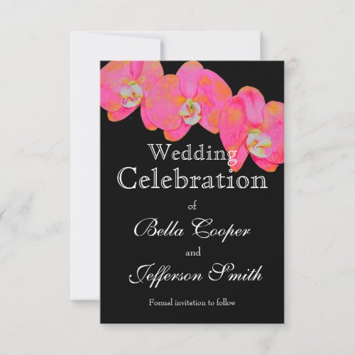 Elegant Pink orange watercolor Orchid painting Save The Date