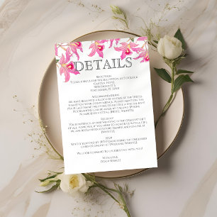 Elegant Pink Orchid Blooms Tropical Floral Wedding Enclosure Card