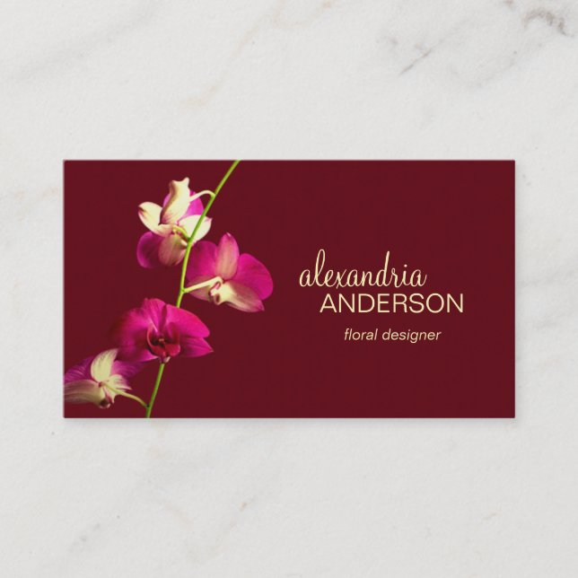 Elegant Pink Orchid Designer Business Card (Front)