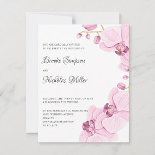 Elegant Pink orchid Elegant Botanical Wedding Invitation