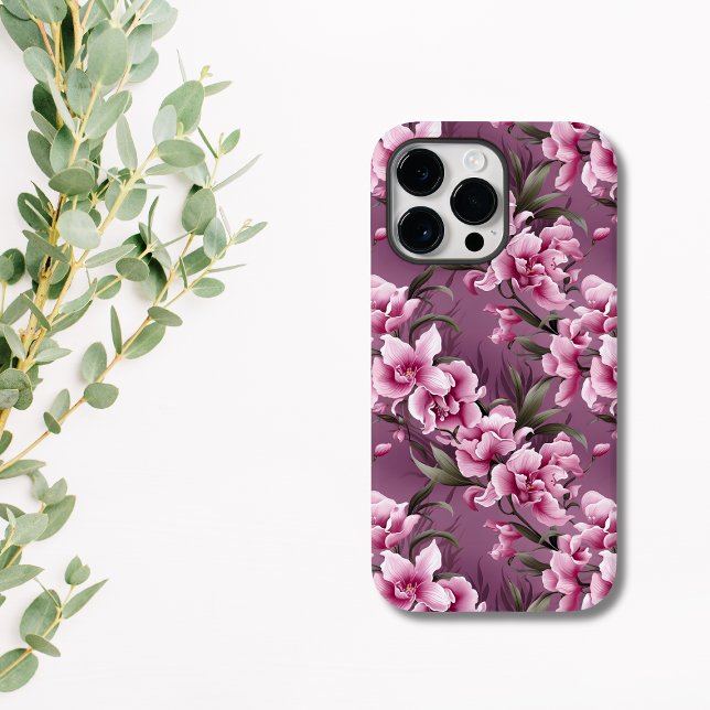 Elegant Pink Orchid Floral  Case-Mate iPhone Case (Elegant pink floral phone case)