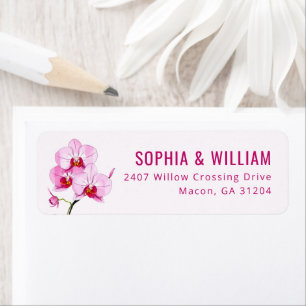 Elegant Pink Orchid Floral Label