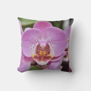 Elegant Pink Orchid Floral Nature Close-up Throw P Throw Pillow