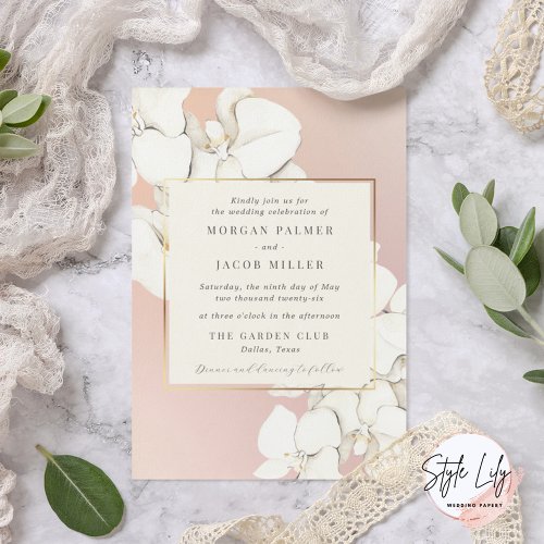 Elegant Pink Orchid Floral Wedding  Invitation