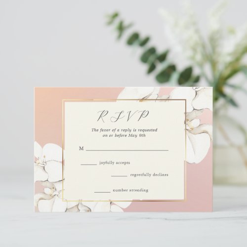 Elegant Pink Orchid Floral Wedding RSVP Card