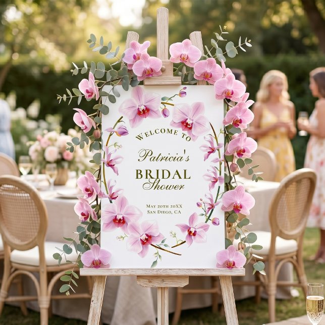Elegant Pink Orchid Floral Wreath Bridal Shower Foam Board (Creator Uploaded)