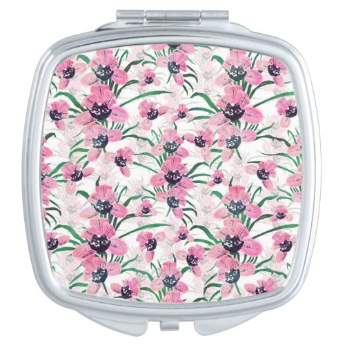 Elegant Pink Orchid flower Hand Paint design Compact Mirror