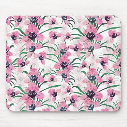 Elegant Pink Orchid flower Hand Paint design Mouse Pad