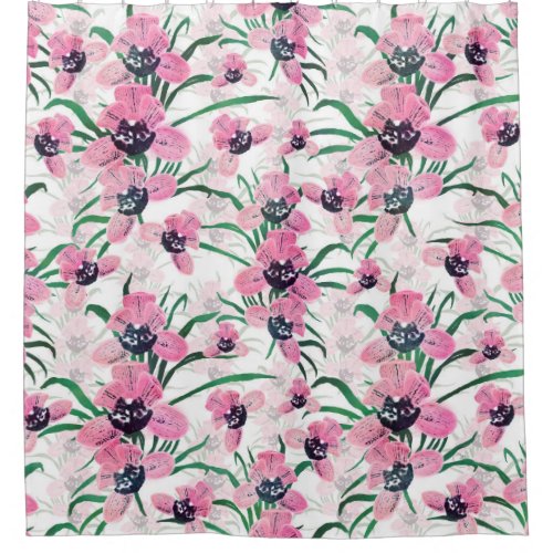 Elegant Pink Orchid flower Hand Paint design Shower Curtain