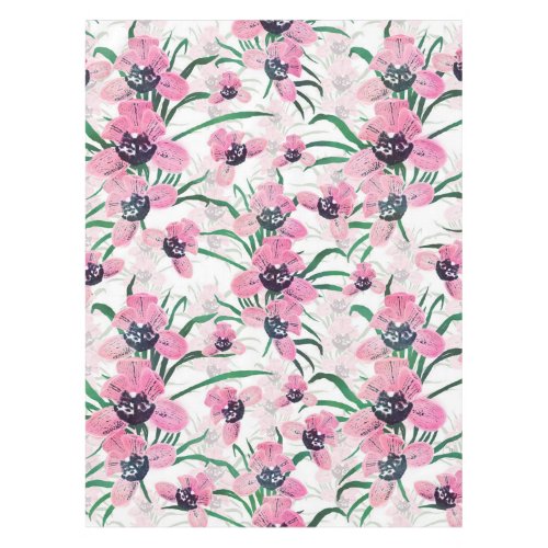 Elegant Pink Orchid flower Hand Paint design Tablecloth