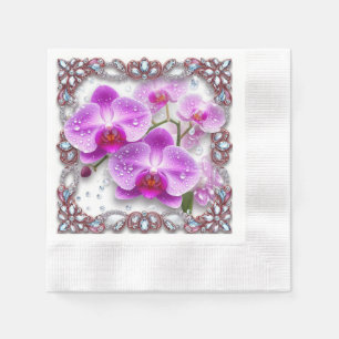 Elegant Pink Orchid Flowers Napkins
