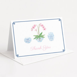 Elegant Pink Orchid Ginger Jars Bridal Shower Letterpress Thank You Card