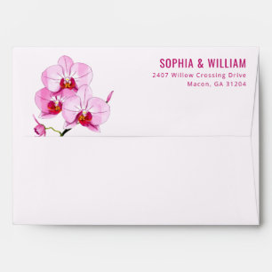Elegant Pink Orchid Illustration Envelope