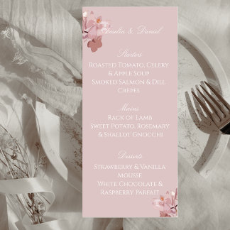 Elegant Pink Orchid Menu Card