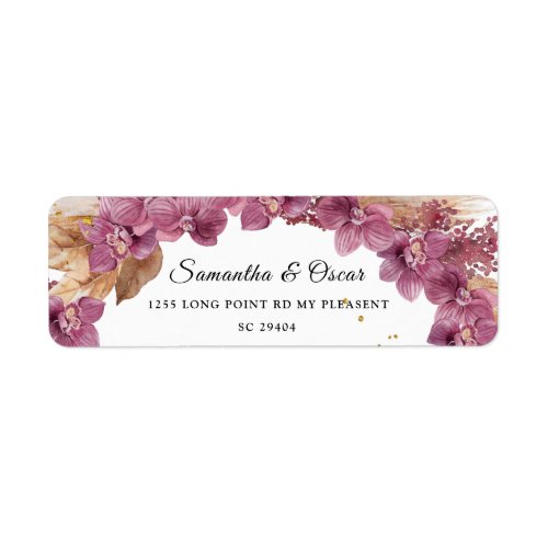 Elegant Pink Orchid  Pampas With Gold Drops Label