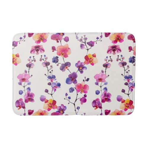Elegant pink orchid pattern bath mat