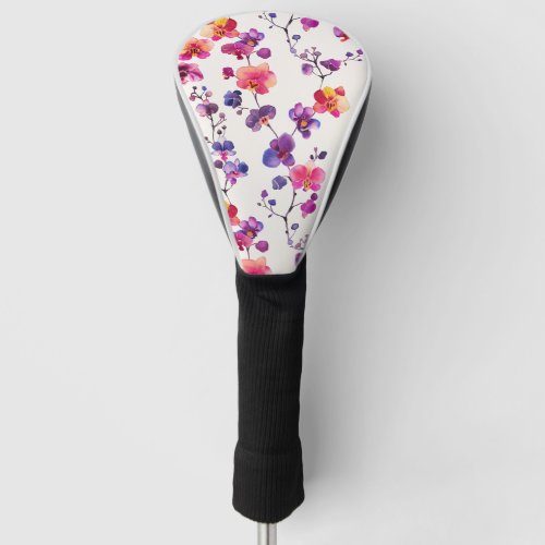 Elegant pink orchid pattern golf head cover