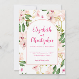 Elegant Pink Orchid Rose Floral Garden Wedding Invitation