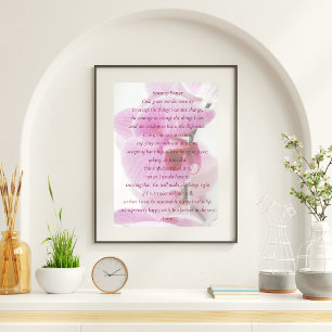 Elegant Pink Orchid Script Serenity Prayer Poster
